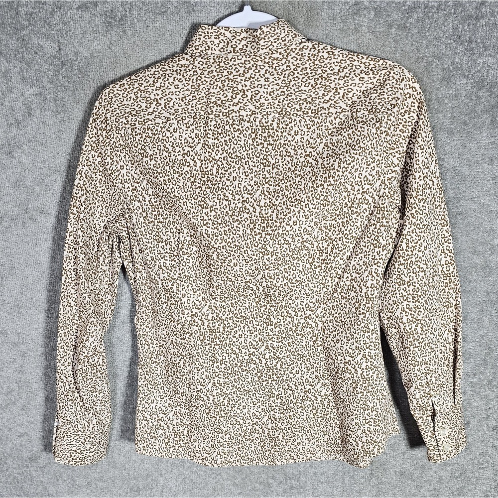 Lands End Animal Print Top Womens Size 6P Animal Print Button Up No Iron Supima - Picture 2 of 6